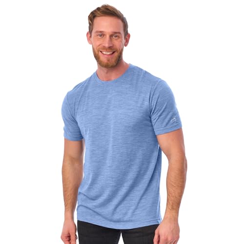100% Merino T-Shirt Herren Kurzarm - Sport Shirt Männer Wolle, Merino Unterwäsche Herren (Mittel, Woodland Grey Blue) von Merino.tech
