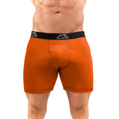 Merino.tech Unterwäsche Herren - 100% Merino Boxershorts Herren Wolle, Atmungsaktiv Und Feuchtigkeitsableitend (Medium, 1 Pack - Rostorange) von Merino.tech