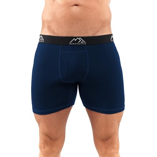 Merino.tech Unterwäsche Herren - 100% Merino Boxershorts Herren Wolle, Atmungsaktiv Und Feuchtigkeitsableitend (X-Large, 1 Pack - 170 Mitternachtsmarine) von Merino.tech