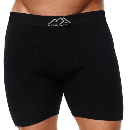 Merino.tech Unterwäsche Herren - 100% Merino Boxershorts Herren Wolle, Atmungsaktiv Und Feuchtigkeitsableitend (X-Large, 1 Pack - 190 Schwarze Kohle) von Merino.tech