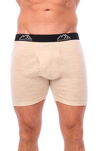 Merino.tech Unterwäsche Herren - 100% Merino Boxershorts Herren Wolle, Atmungsaktiv Und Feuchtigkeitsableitend (X-Large,1 Pack - 170 Haferflockenl) von Merino.tech