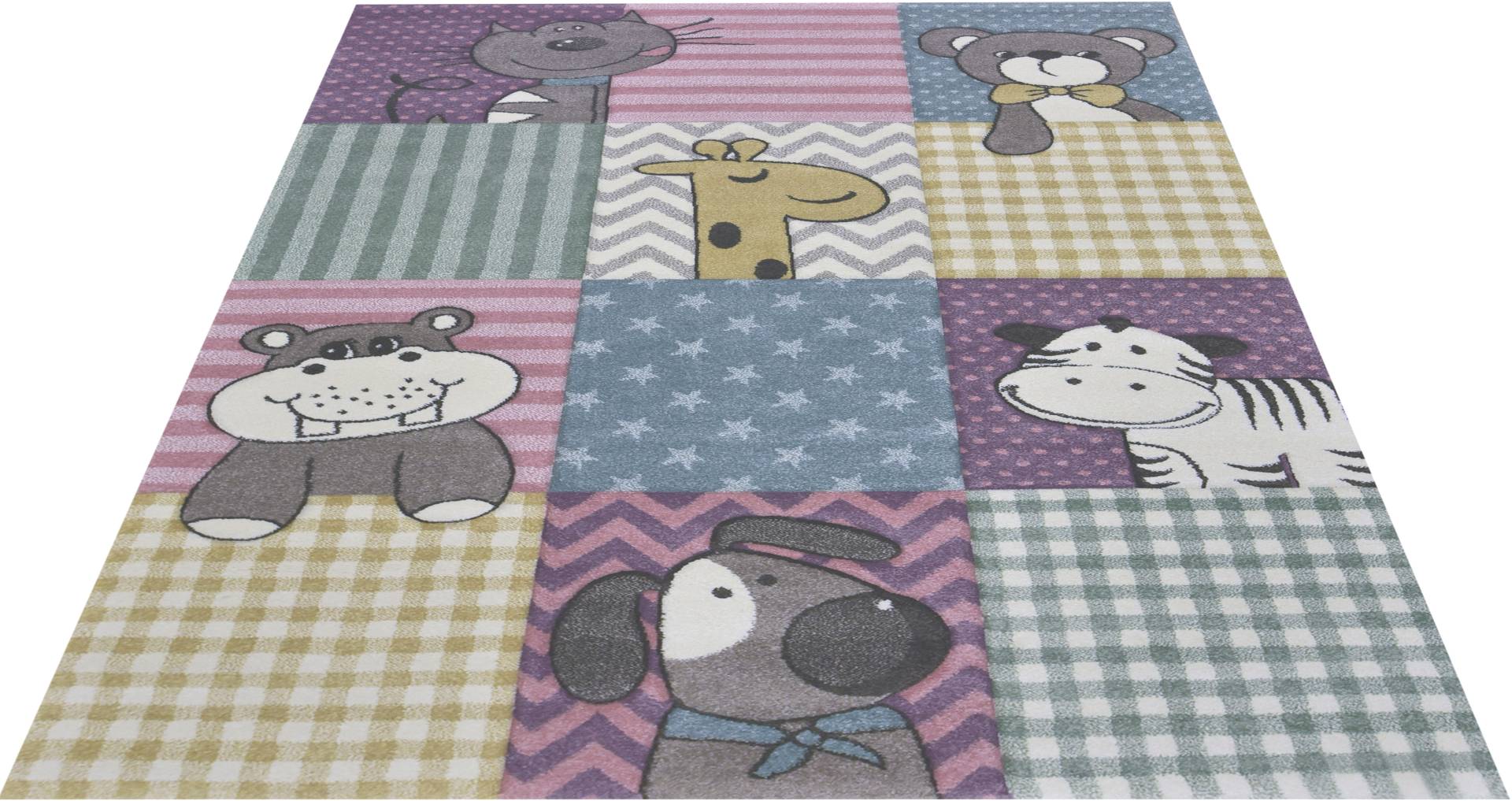 merinos Kinderteppich "Pastel Kids 21906", rechteckig, lustige Tiere Motive von Merinos