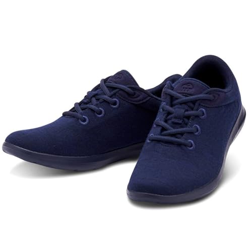 Merinos® Sneaker Herren Schuhe Merinowolle Dunkel-Blau - Lace Up Sommer Freizeitschuhe & Sportschuhe bequem, atmungsaktiv, leicht Männer & Herren-Schuhe mit Schnürsenkel - Shoes Men Gr. 45 von Merinos