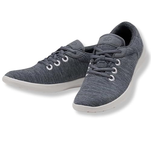 Merinos® Sneaker Herren Schuhe Merinowolle Dunkel-Grau - Lace Up Sommer Freizeitschuhe & Sportschuhe bequem, atmungsaktiv, leicht Männer & Herren-Schuhe mit Schnürsenkel - Shoes Men Gr. 44 von Merinos