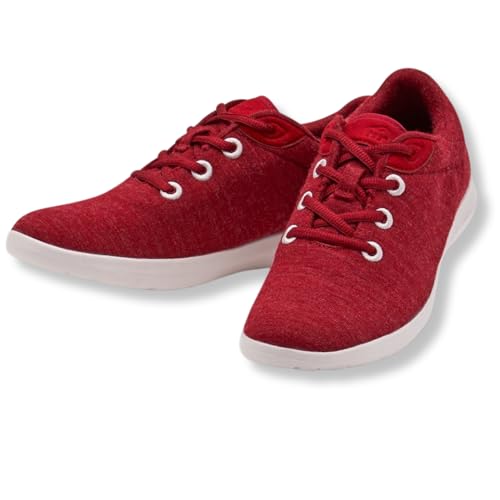 Merinos® Sneaker Herren Schuhe Merinowolle Dunkel-Rot - Lace Up Sommer Freizeitschuhe & Sportschuhe bequem, atmungsaktiv, leicht Männer & Herren-Schuhe mit Schnürsenkel - Shoes Men Gr. 43 von Merinos