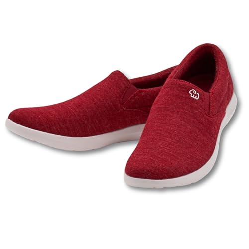 Merinos® Sneaker Slip-On Damen Schuhe Merinowolle Dunkel-Rot - Sommer Sport- & Freizeitschuhe bequem, atmungsaktiv, leicht - Schlupfschuh Slipper Frauen & Damen-Schuhe ohne Schnürsenkel Shoes Women 36 von Merinos