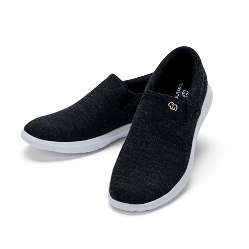 Merinos® Sneaker Slip-On Damen Schuhe Merinowolle Schwarz-Weiß - Sommer Sport- & Freizeitschuhe bequem atmungsaktiv leicht - Schlupfschuh Slipper Frauen & Damen-Schuhe ohne Schnürsenkel Shoes Women 42 von Merinos