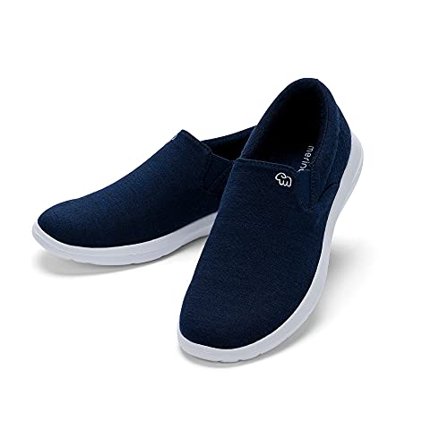 Merinos® Sneaker Slip-On Herren Schuhe Merinowolle Blau - Sommer Freizeitschuhe & Sportschuhe bequem atmungsaktiv - Schlupfschuh Slipper Männer & Herren-Schuhe ohne Schnürsenkel Shoes Men 47 von Merinos