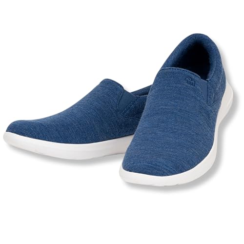 Merinos® Sneaker Slip-On Herren Schuhe Merinowolle Jeans-Blau - Sommer Freizeitschuhe & Sportschuhe bequem atmungsaktiv - Schlupfschuh Slipper Männer & Herren-Schuhe ohne Schnürsenkel Shoes Men 45 von Merinos