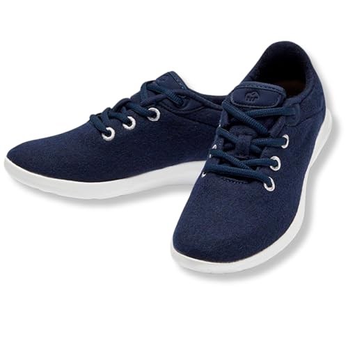 Merinos® Sneaker Damen Schuhe Merinowolle Dunkel-Blau-Weiß - Lace Up Sommer Freizeitschuhe & Sportschuhe bequem, atmungsaktiv, leicht Frauen & Damen-Schuhe mit Schnürsenkel - Shoes Women 41 von Merinos