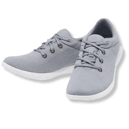 Merinos® Sneaker Damen Schuhe Merinowolle Hell-Grau - Lace Up Sommer Freizeitschuhe & Sportschuhe bequem, atmungsaktiv, leicht Frauen & Damen-Schuhe mit Schnürsenkel - Shoes Women 37 von Merinos