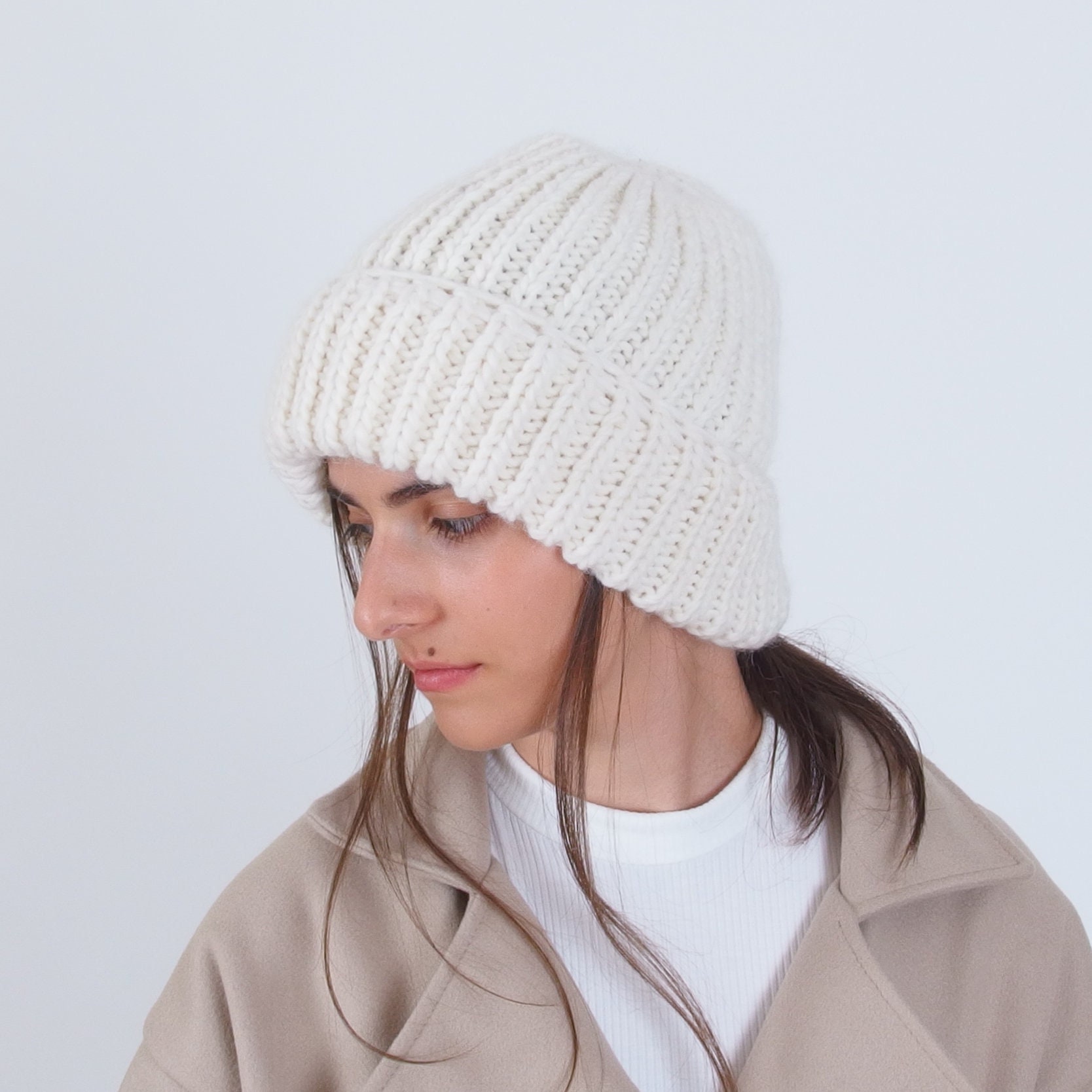 Dicke Grobstrick Wintermütze, Alpaka Wolle Warme Beanie Aus Merinowolle, Unisex Herren Damen Mütze von Merinossa