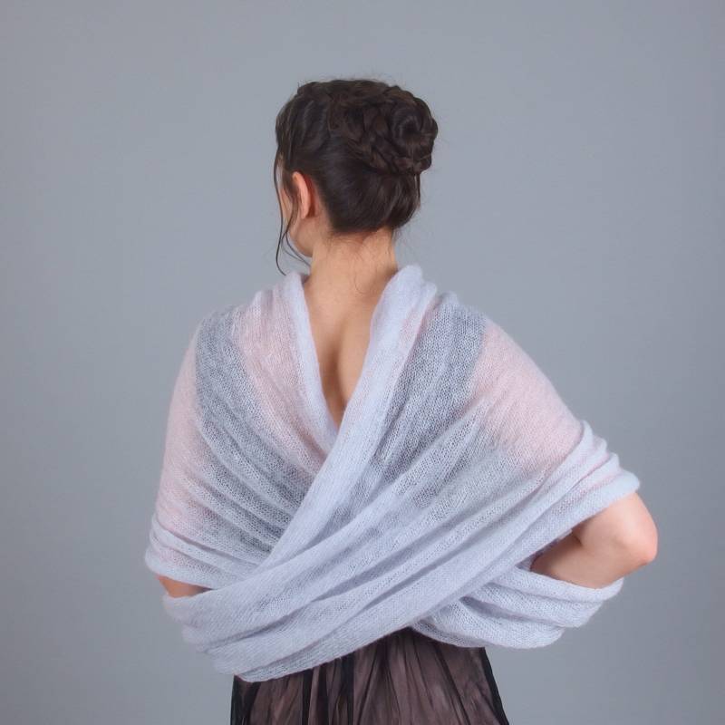 Infinity Schal Wrap, Sheer Twisted Hochzeit Pullover, Braut Brautjungfer Cover Up, Mohair Top, Abendkleid Topper Durchsichtig von Merinossa