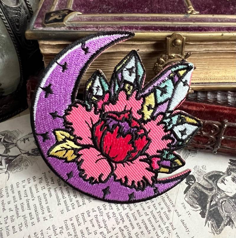 Crescent Moon Crystal Patch | Diy Alternative Aufnäher Iron-On Gothic Patches Wicca von Meriscordia