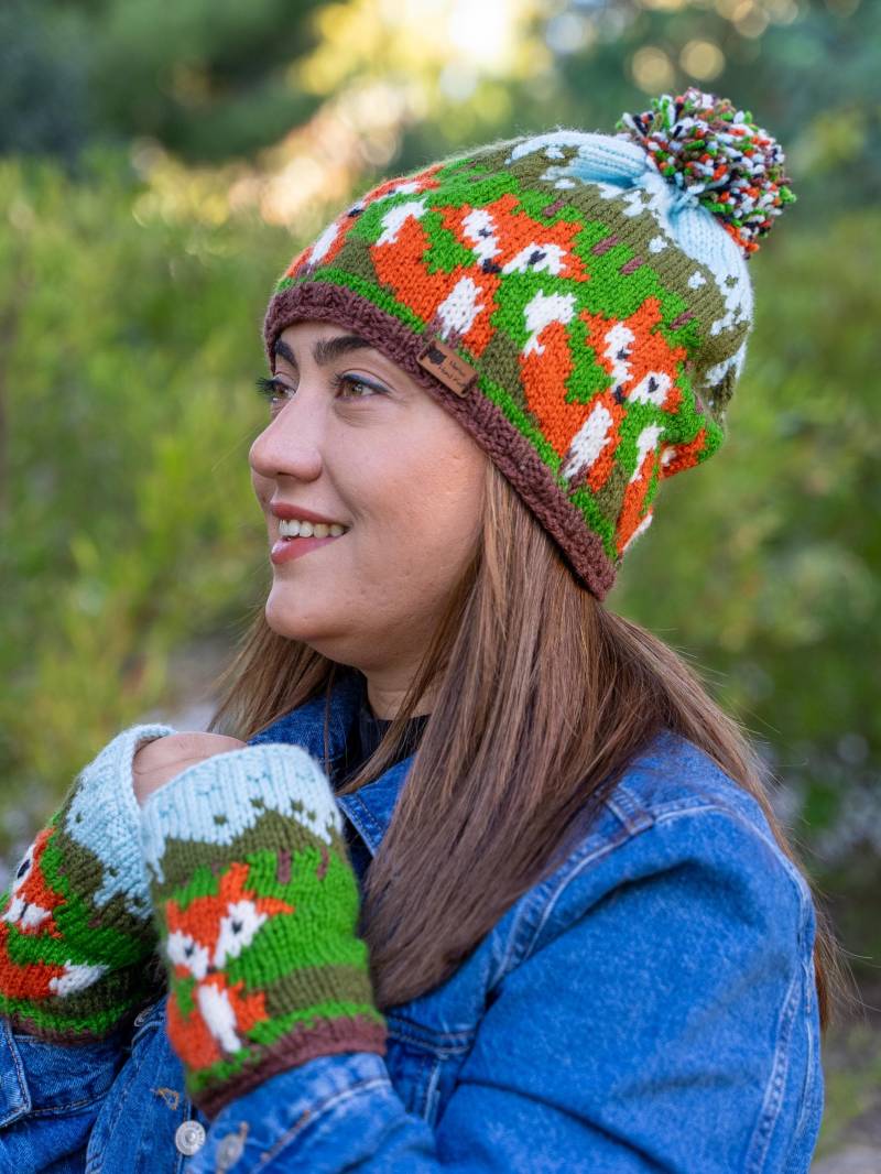 Handgestrickte Fuchs Mütze Wald Pom Wintermütze von MerivaHandKnitACCs