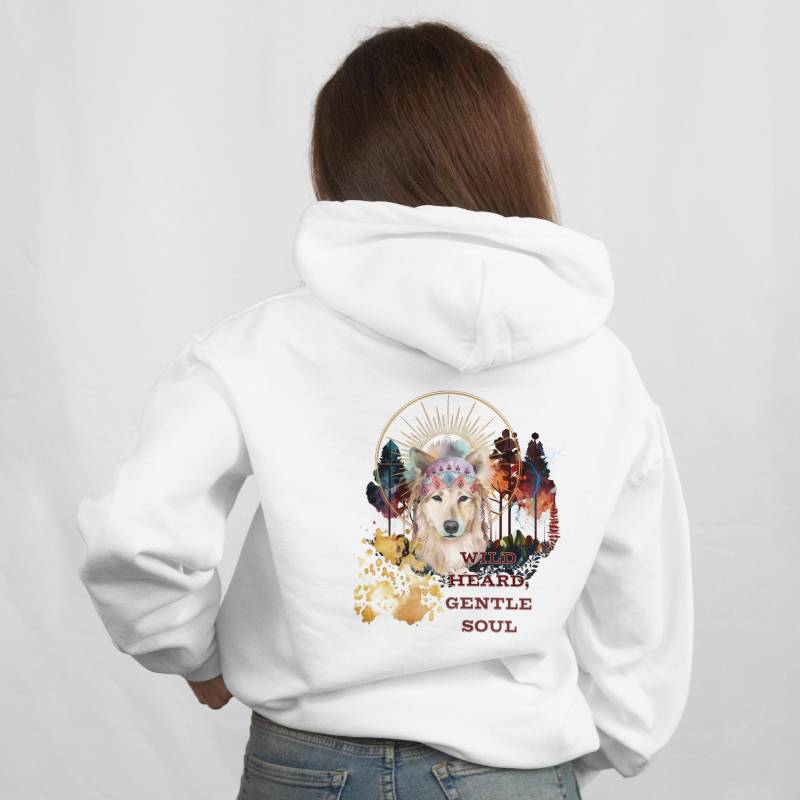 Boho Hund Spruch Hoodie - Wild Heart Gentle Soul Geschenk Für Hundeliebhaber Vintage Design, Oversized Hoodie von MerkerHarmsDesigns