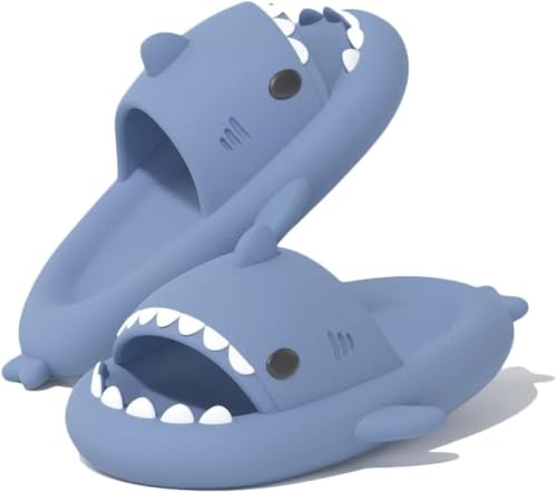 Merking Cloud Shark Slippers Slides Damen Herren Hai Hausschuhe Süß Haifisch Schlappen Sommer Rutschfest Badeschuhe XZ8771-Blue-EU40-41 von Merking