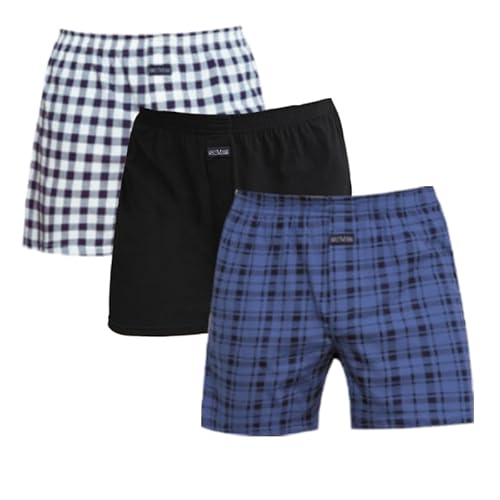 Merking Herren Boxershorts Unterhosen Männer Baumwolle Unterwäsche 100% Gewebte Shorts 3/4/5er PackSJDK2205M-3Pack01-L von Merking