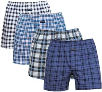 Merking Herren Boxershorts Unterhosen Männer Baumwolle Unterwäsche 100% Gewebte Shorts 3/4/5er Pack SJDK2205M-4Pack01-L von Merking