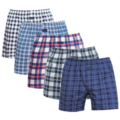 Merking Herren Boxershorts Unterhosen Männer Baumwolle Unterwäsche 100% Gewebte Shorts 3/4/5er Pack SJDK2201M-5Pack01-2XL von Merking