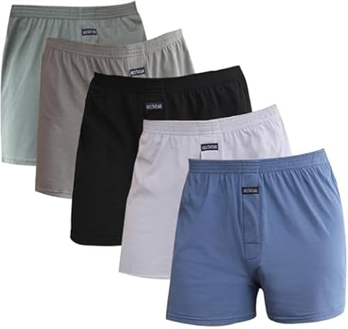Merking Herren Boxershorts Unterhosen Männer Baumwolle Unterwäsche 100% Gewebte Shorts 3/4/5er Pack SJDK2205M-5Pack02-L von Merking