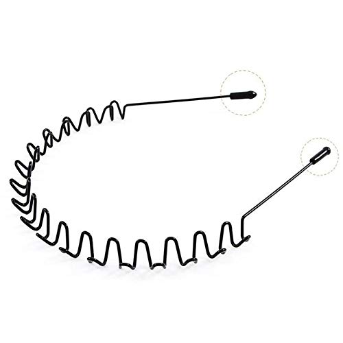 Merkts Haarreifen, Unisex, Schwarz, Metall, spiralförmig, gewellt, flexibles Stirnband, Zubehör Damen und Herren, 5 Stück von Merkts