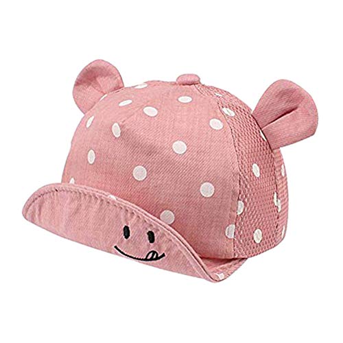 Merkts Süße gepunktete Baby-Mütze, Sonnenhut für Kleinkinder, Kinder, Sommer-Kappen mit lächelndem Gesicht, für Baby, gelb, 145486422083316, rose, 46-48 cm von Merkts