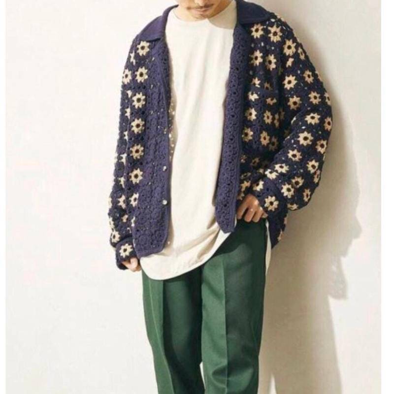 Gehäkelte Oma Square Strickjacke Overshirt Im Urban Style von MerladaBoutique