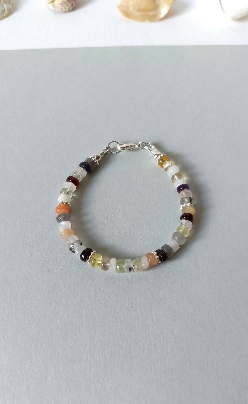 Armband Multi Edelsteinrondellen Mondsteinrondellen Silber von MerlesJewellery