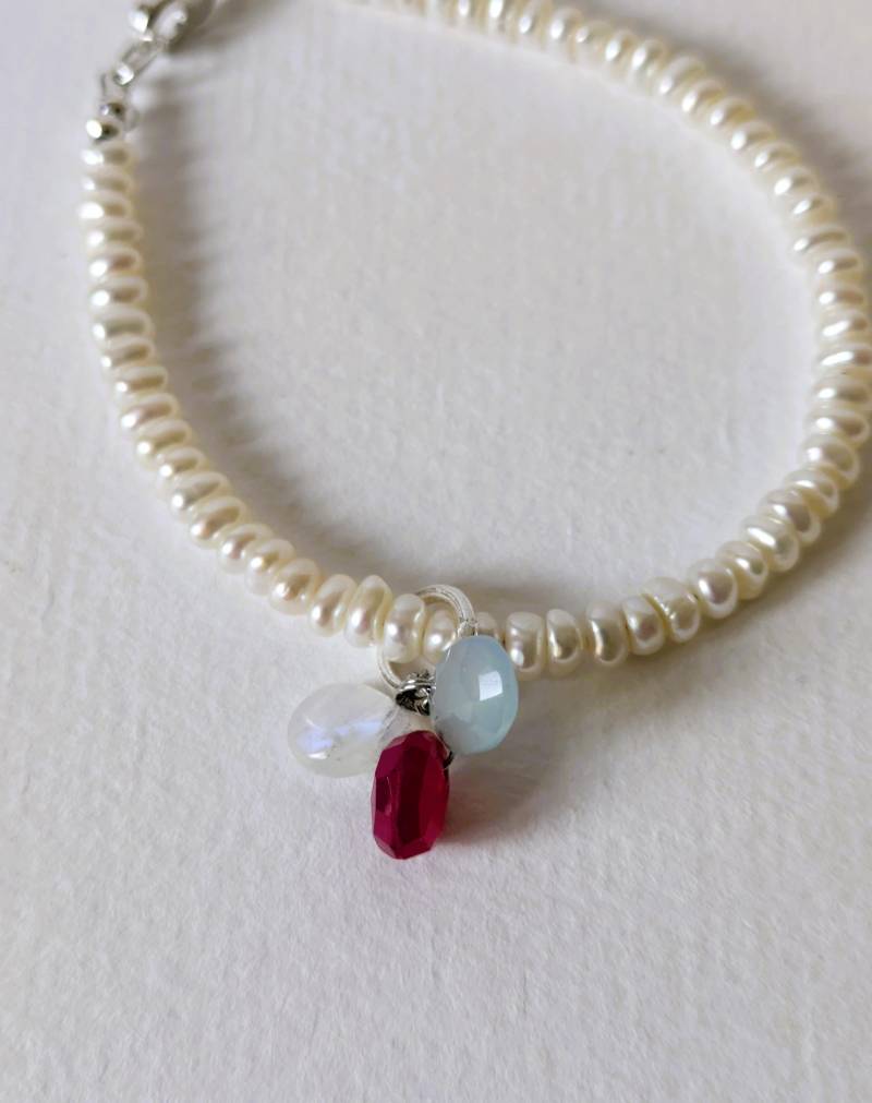 Armband Süßwasserperlen Rondellen Anhänger von MerlesJewellery