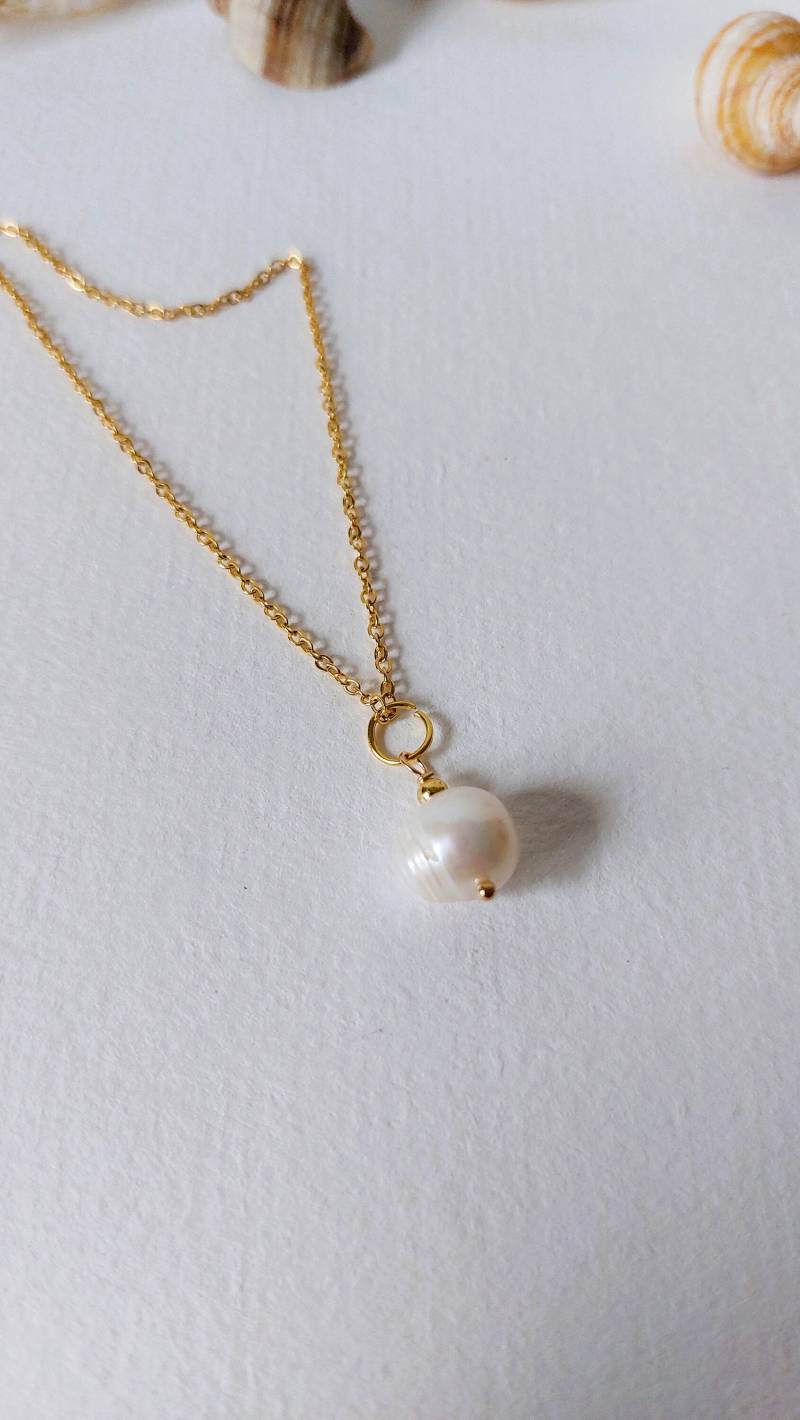 Goldkette Süßwasserperle Brautschmuck von MerlesJewellery
