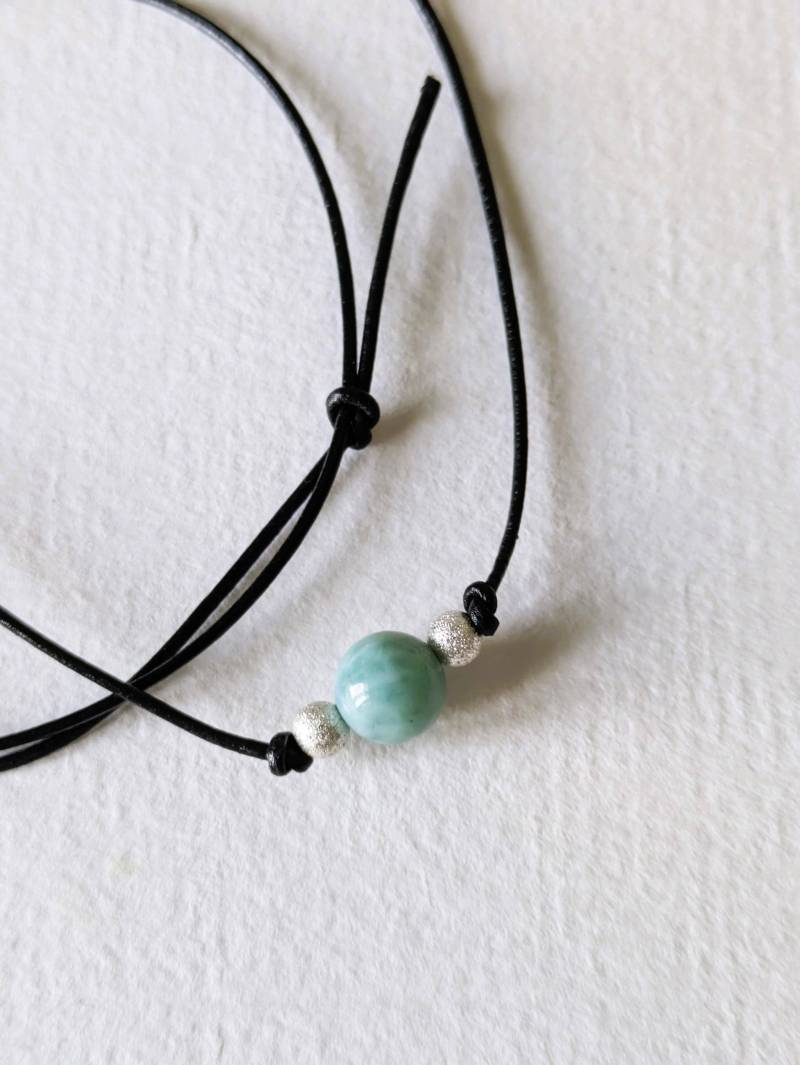 Lederkette Larimarperle Silber von MerlesJewellery