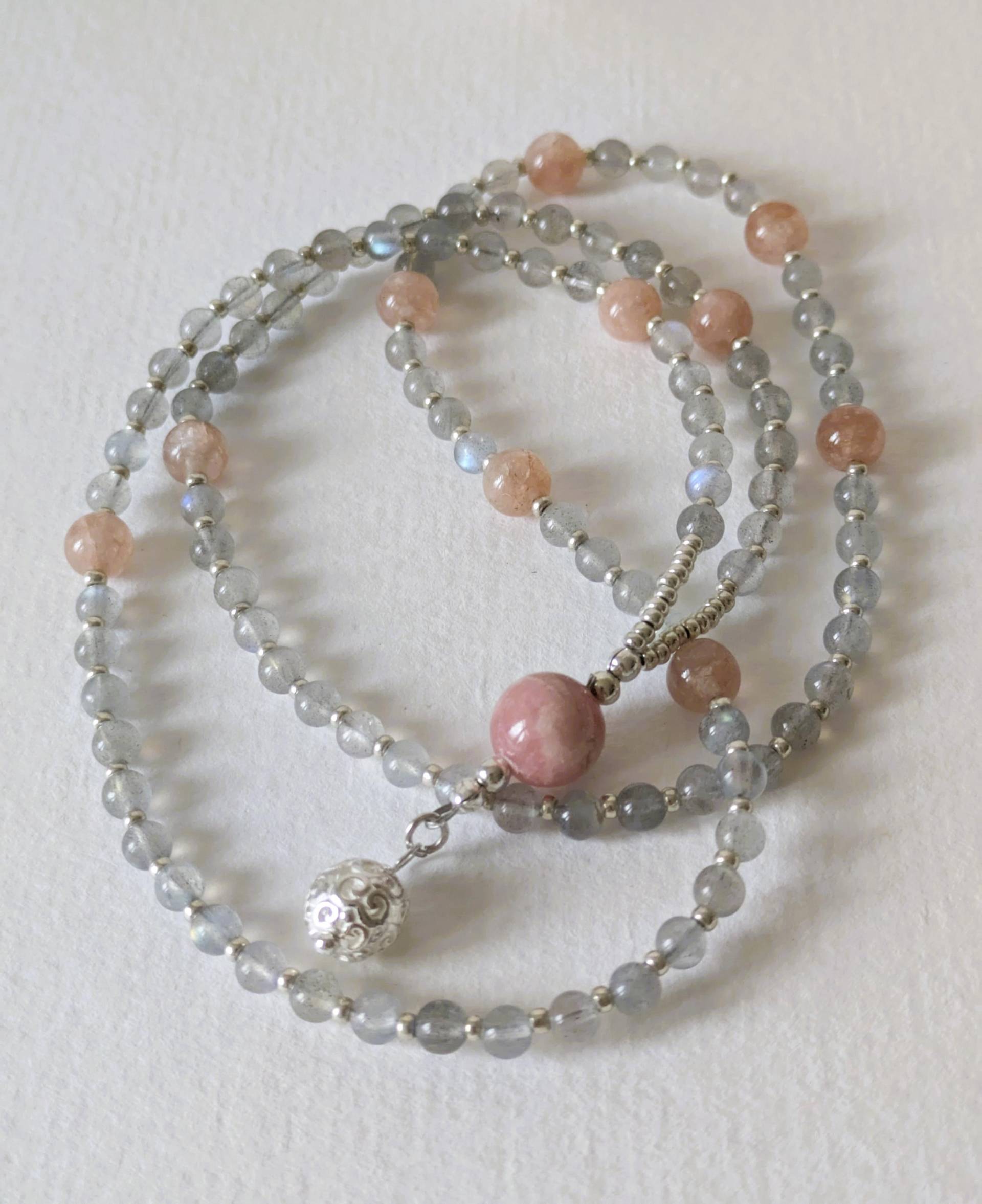Mala Kette Labradorit Aaa Rodrochrosit Sonnenstein Silber Mala Kette Labradorit Aaa Rodrochrosit Sonnenstein Silber von MerlesJewellery