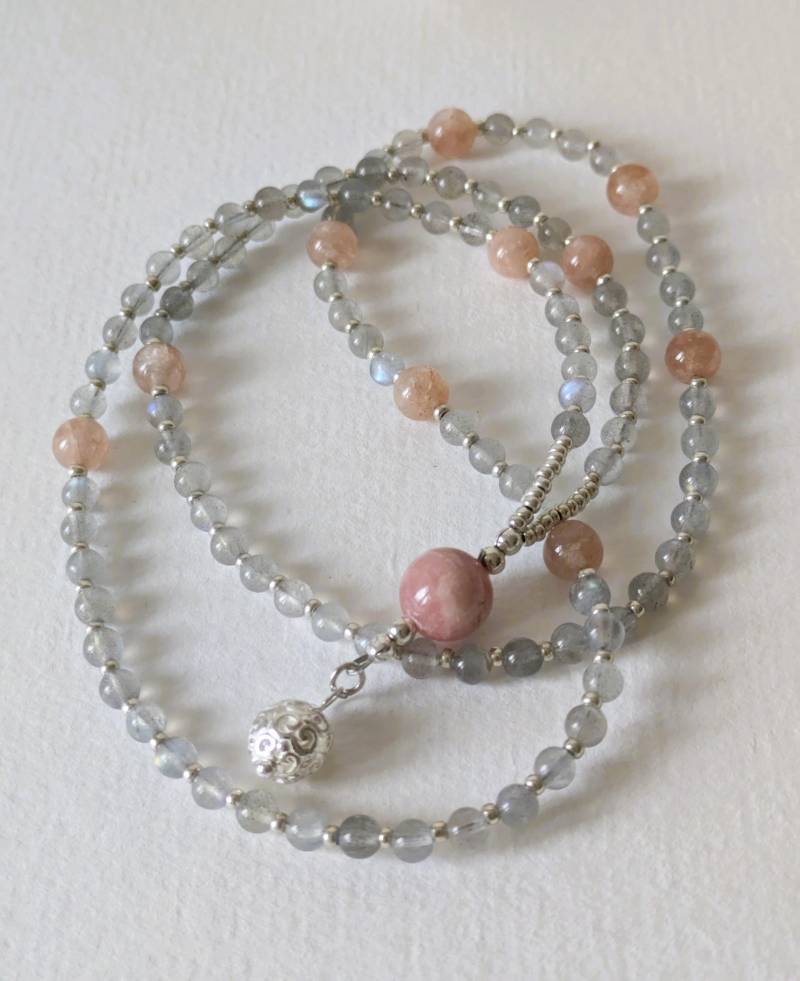 Mala Kette Labradorit Aaa Rodrochrosit Sonnenstein Silber Mala Kette Labradorit Aaa Rodrochrosit Sonnenstein Silber von MerlesJewellery