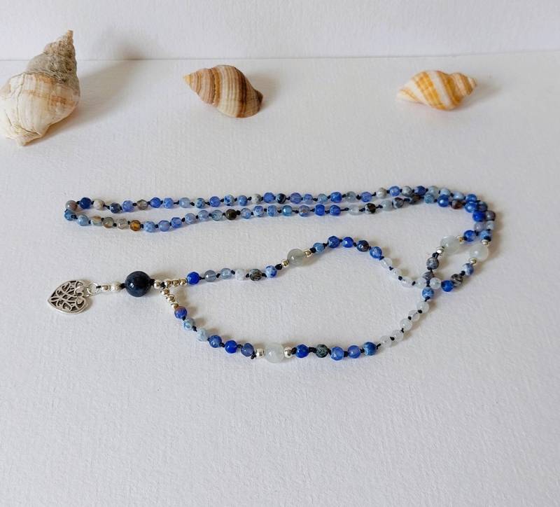 Mala Kette Achat Mondstein Saphir Silber von MerlesJewellery