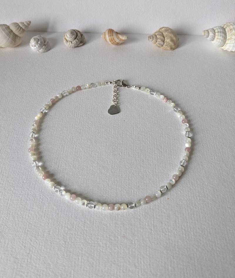 Perlmuttkette Mashan Jade Bergkristal Silber Perlmuttkette Mashan Jade Bergkristal Silber von MerlesJewellery