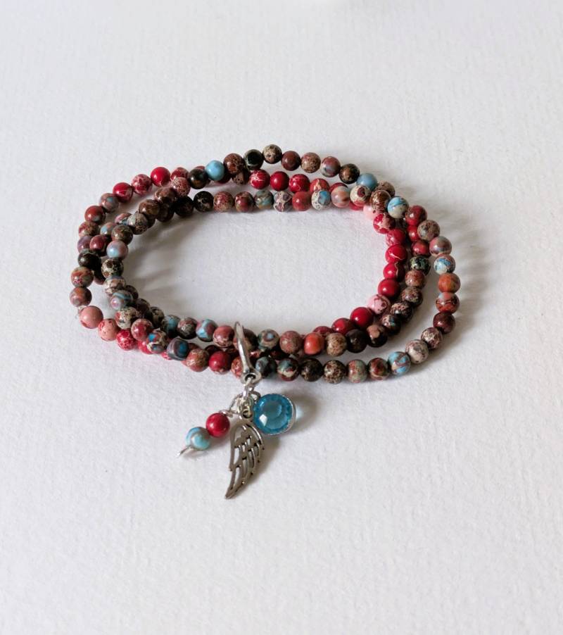 Wickelarmband Sea Sediment Jaspis Terra Perlen von MerlesJewellery