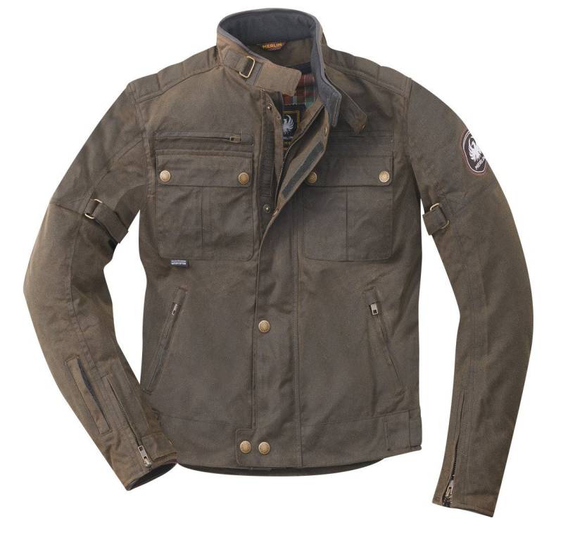 Merlin Motorradjacke Barton II Motorrad Wachsjacke herausnehmbares Innenfutter,wasserdicht von Merlin
