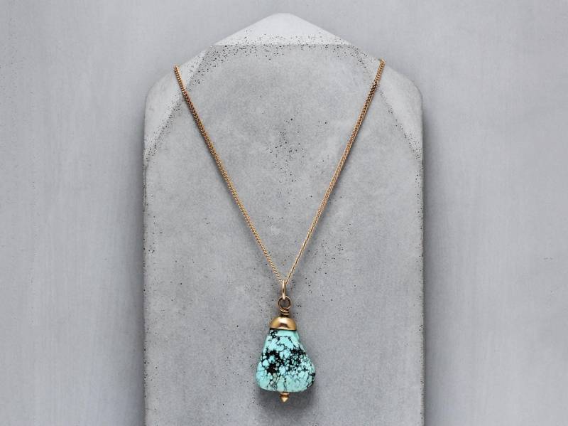 Türkis Anhänger 18Ct & 9Ct Gelbgold Collier von MerlinsJewellers