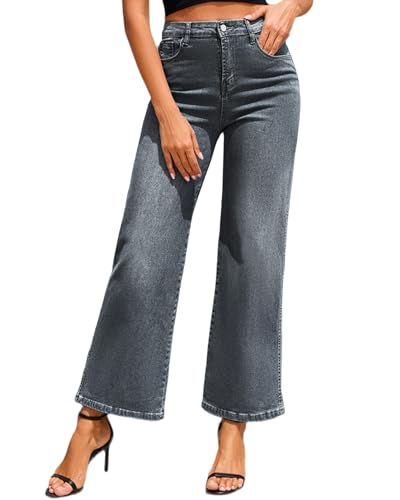 Merlvida Baggy Jeans Damen High Waist Weites Bein Stretch Denim Lockere Passform Bequeme Jeanshose mit Straight Leg Schnitt von Merlvida