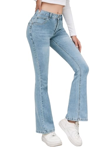 Merlvida Flared Jeans Damen High Waist Push Up Bootcut Schlaghose Stretch Skinny Jeanshose Elegant Bequem Ausgestellte Hosen von Merlvida