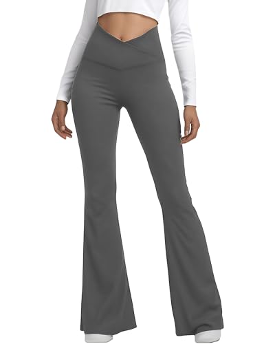 Merlvida Flared Leggings Damen High Waist Schlaghose Yoga Hose Bootcut Sportleggings Stretch Weite Sporthose Bauchkontrolle Jogginghose Jazzpants Elegant von Merlvida