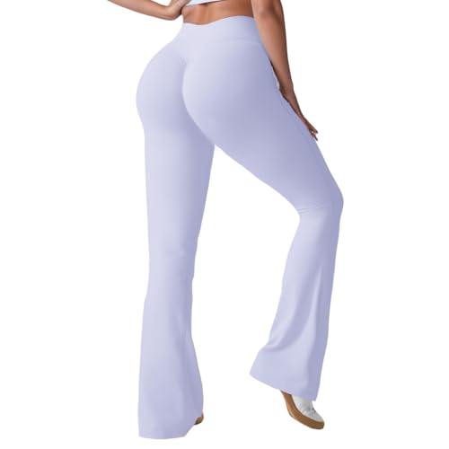 Merlvida Flared Leggings Damen Scrunch Butt Leggings High Waist Schlaghose Elastische Weite Bootcut Yogahose Push Up Sporthose Nahtlose Elegant Jazzpants Jogginghose Gym Fitness Workout von Merlvida