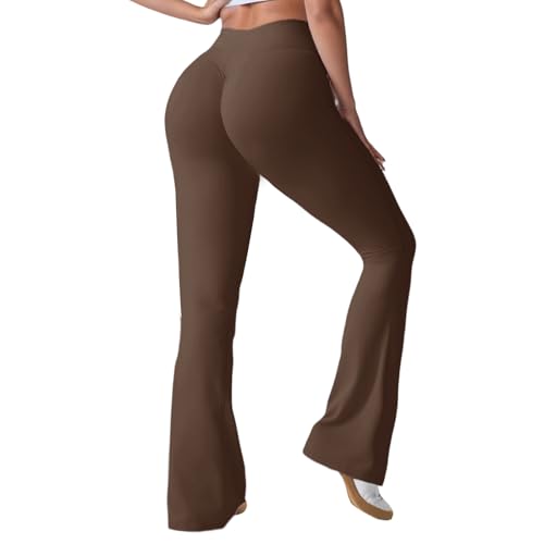 Merlvida Flared Leggings Damen Scrunch Butt Leggings High Waist Schlaghose Elastische Weite Bootcut Yogahose Push Up Sporthose Nahtlose Elegant Jazzpants Jogginghose Gym Fitness Workout von Merlvida