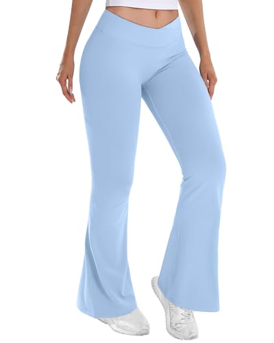 Merlvida Flared Leggings Damen V-Waist Bootleg Schlaghose Scrunch Butt Leggings Elastische Weite Bootcut Yogahose Push Up Sporthose Elegant Jazzpants Jogginghose Gym Fitness Workout von Merlvida