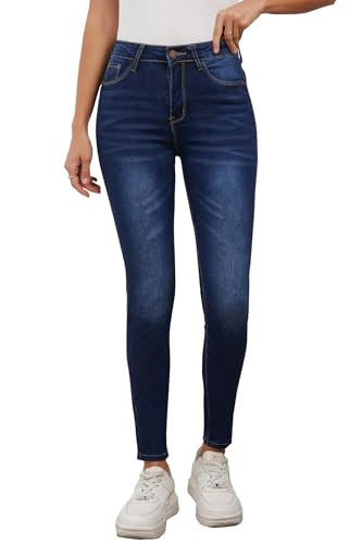 Merlvida Jeans Damen High Waist Bequeme Stretch Jeanshose Push Up Jeggings Straight Fit Skinny Denim Leggings Hosen Röhrenjeans von Merlvida