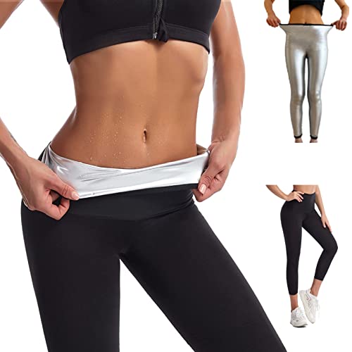 Merlvida Schwitzhose zum Abnehmen Sauna Hose Damen Hot Thermo Sweat Jogginghose Schwitz Leggings Damen High Waist Sporthose Schweiß Schwitzanzug Shape Laufhose Sportleggins für Gym, Yoga, Fitness von Merlvida