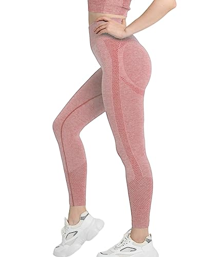 Merlvida Scrunch Butt Sport Leggings Damen High Waist Seamless Push Up Leggings Blickdicht Boom Booty Leggings Sporthose mit Bauchkontrolle Slim Sportleggins Gym Leggins Hose B06 - Rosa Size L von Merlvida