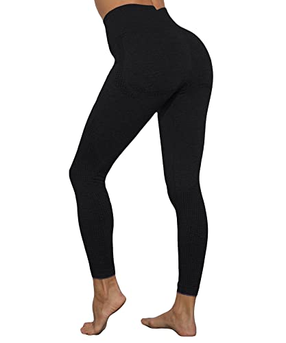 Merlvida Scrunch Butt Sport Leggings Damen High Waist Seamless Push Up Leggings Blickdicht Boom Booty Leggings Sporthose mit Bauchkontrolle Slim Sportleggins Gym Leggins Hose C01 - Schwarz Size L von Merlvida