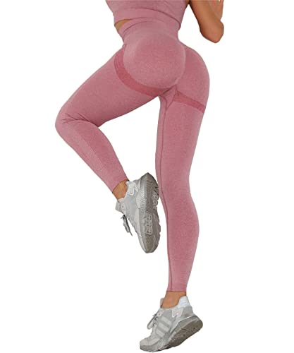 Merlvida Scrunch Butt Sport Leggings Damen High Waist Seamless Push Up Leggings Blickdicht Boom Booty Leggings Sporthose mit Bauchkontrolle Slim Sportleggins Gym Leggins Hose A05 - Rosa Size M von Merlvida